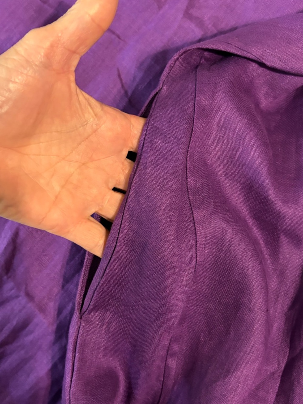 Lintico Sofia 100% linen purple midi length 3/4 sleeve dress - Picture 11 of 16